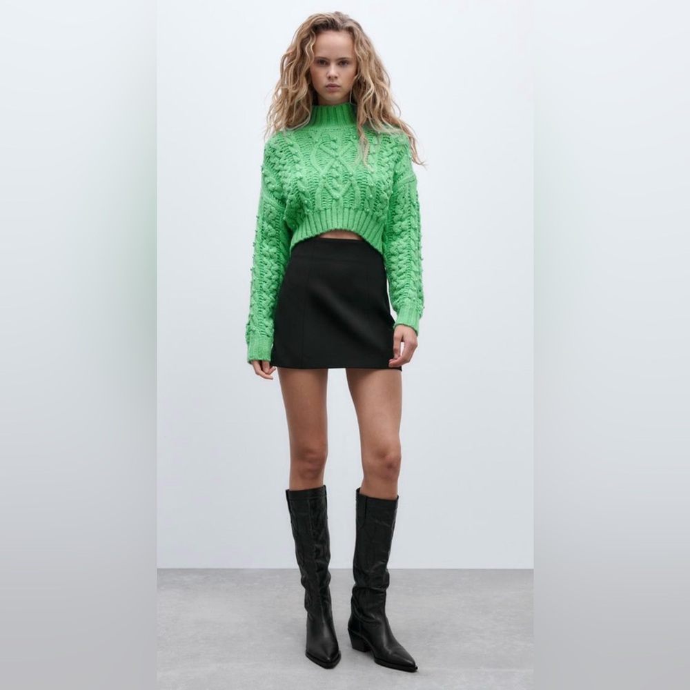 NWT Zara Knit Sweater With Faux Pearls, Size S